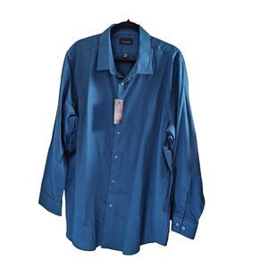 Structure Shirt Mens Slim Fit NWT  2X-Large 18-18.5 34/35 sleeve teal cotton